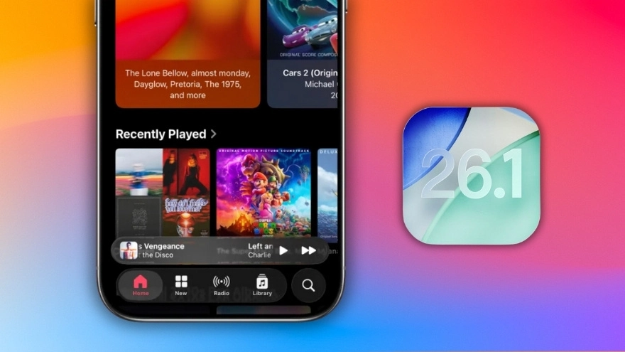 Apple Music trên iOS 26.1: Vuốt trái phải để đổi nhạc