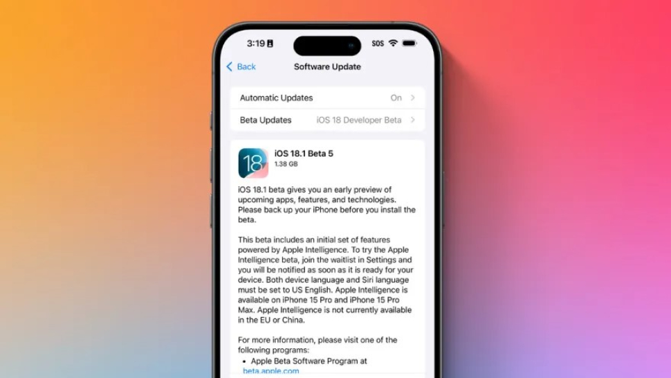 Apple phát hành iOS 18.1 Beta 5 với nhiều tính năng mới