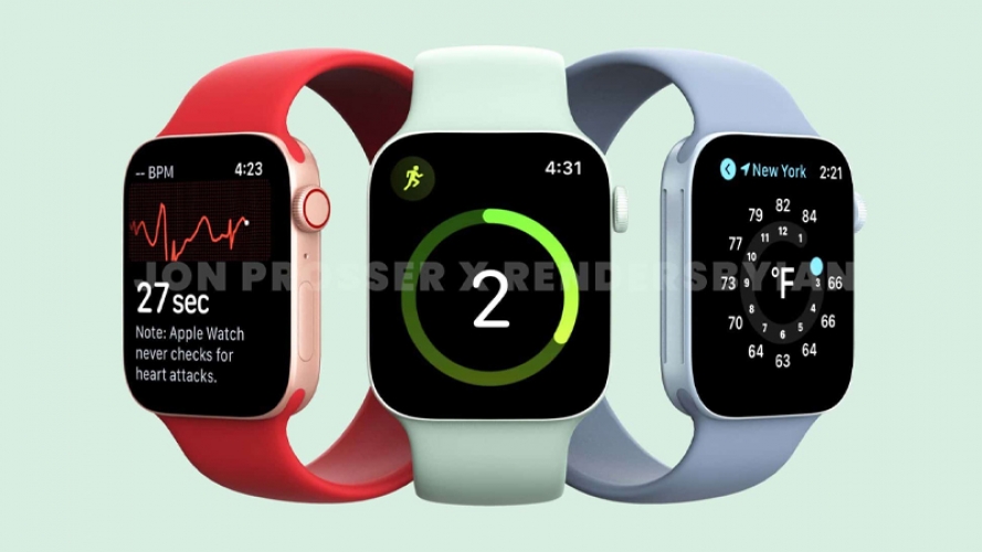 Apple Watch Series 7 sẽ có 2 kích thước màn hình 41mm và 45mm, thiết kế vuông vức, pin lớn hơn