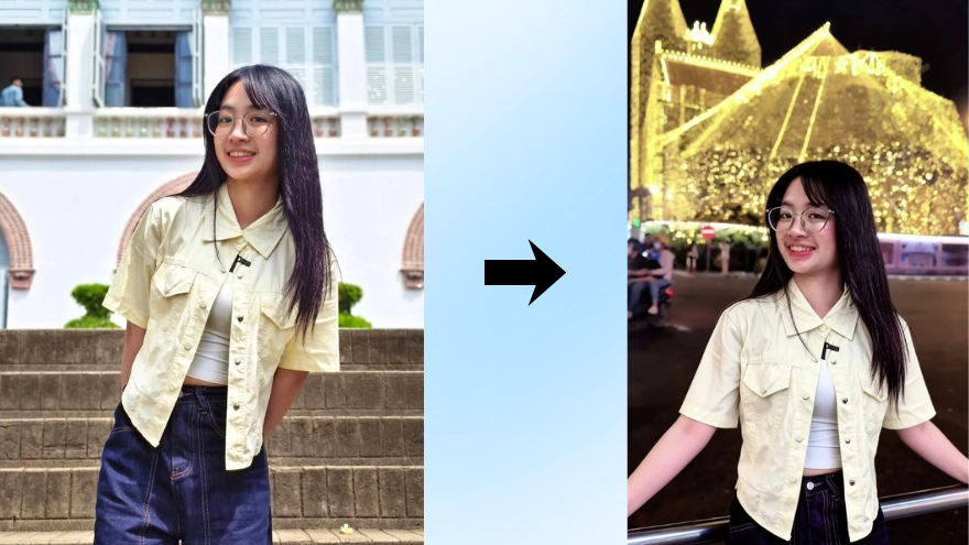 Cách dùng CapCut AI ghép ảnh check-in Nhà thờ Đức Bà