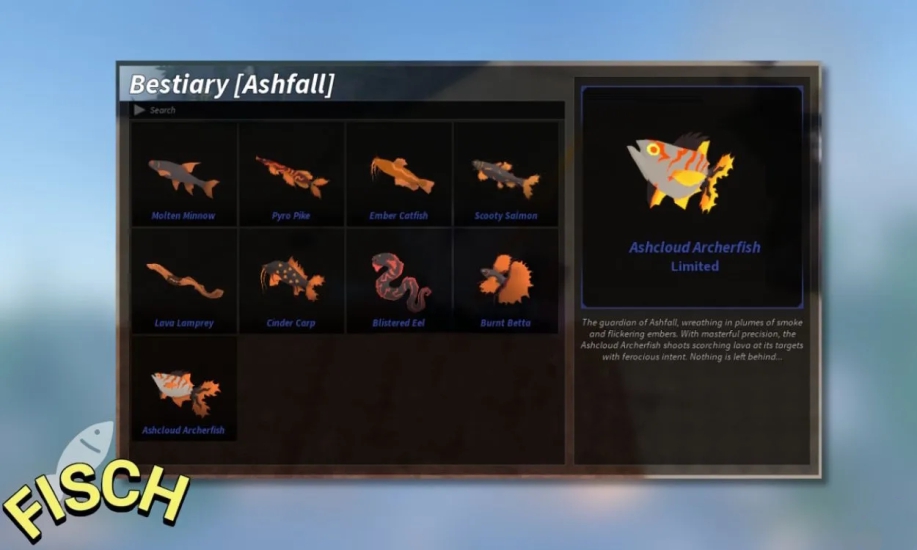 Cách hoàn thành Ashfall Bestiary trong Fisch Roblox