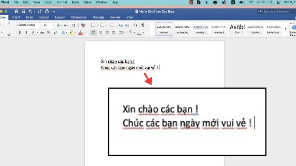 Cách tắt gạch chân đỏ trong Word trên MacBook