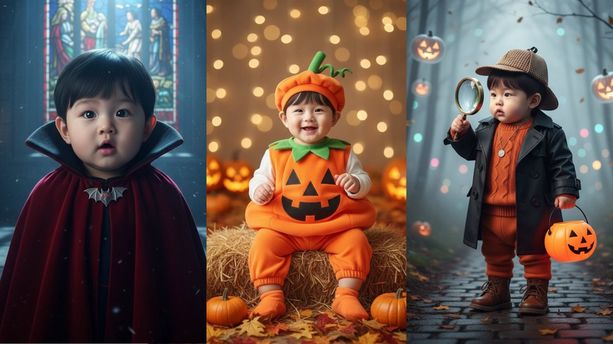 Câu lệnh AI tạo ảnh hóa trang Halloween cho bé siêu cute