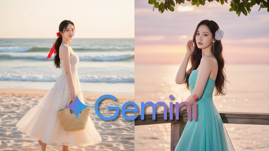 Câu lệnh Gemini tạo ảnh đi biển siêu lung linh cuối năm