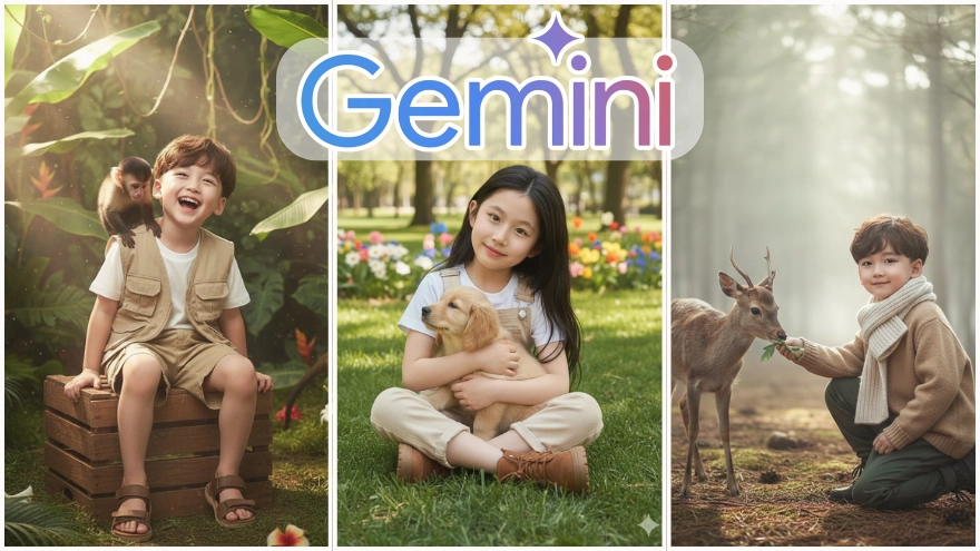 Câu lệnh tạo ảnh bé yêu với thú cưng bằng Gemini