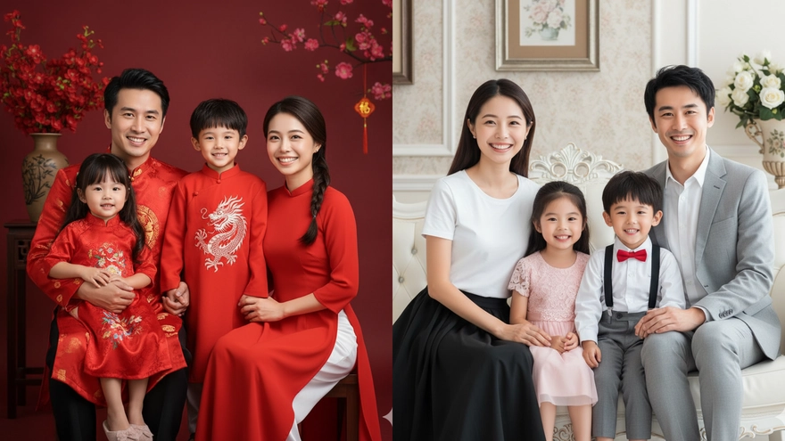 Câu lệnh tạo ảnh gia đình bằng AI đẹp như chụp studio