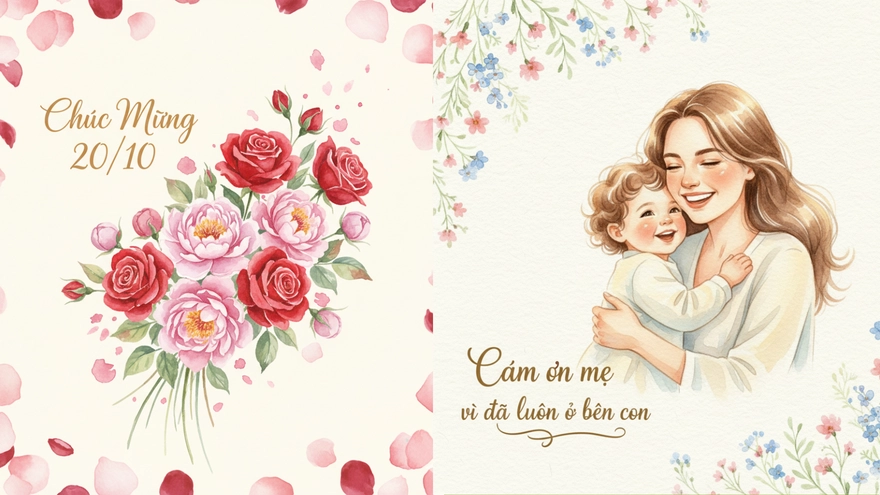Câu lệnh tạo thiệp chúc mừng 20 10 gửi gắm lời yêu thương