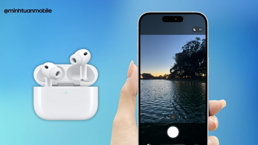 Chụp ảnh trên iPhone siêu tiện chỉ cần chạm tay vào AirPods
