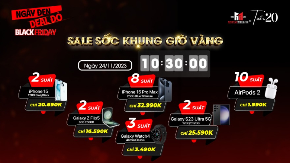 Deal giờ vàng 24.11: iPhone 15 Pro Max giảm sập sàn