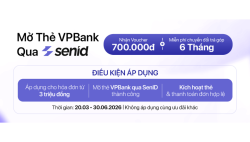Giảm 700k và miễn phí trả góp 6 tháng khi mở thẻ VPBank qua SenID