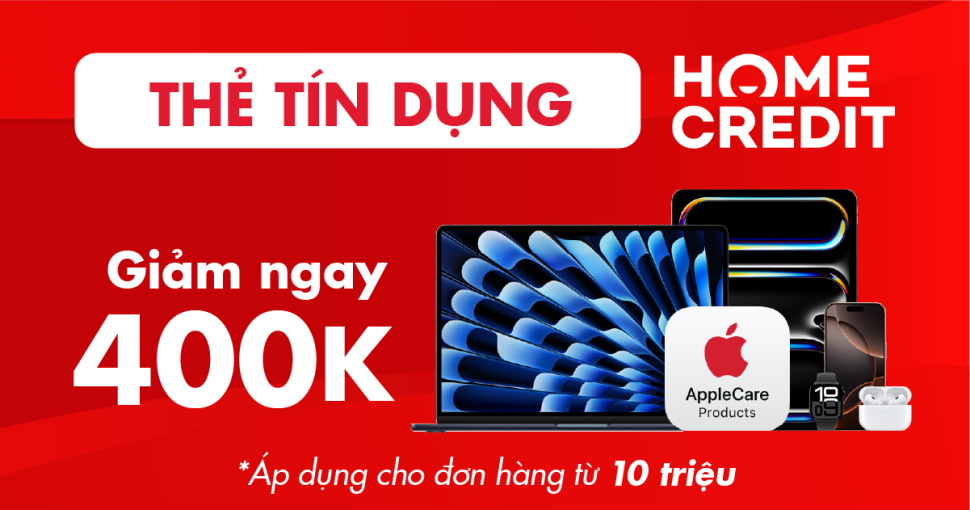 Giảm ngay 400.000đ khi trả góp qua thẻ Visa Homecredit tại Minh Tuấn Mobile