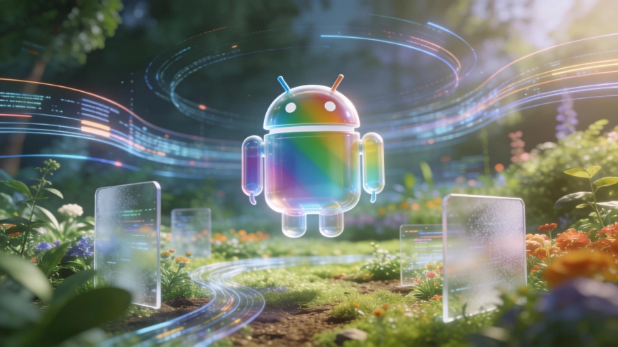 Google học theo Apple làm giao diện Kính Lỏng cho Android 17