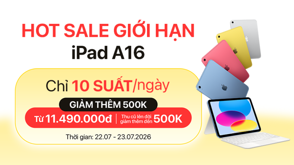 Săn deal iPad A16 Wifi 128GB, giảm giá suất giới hạn trong 2 ngày