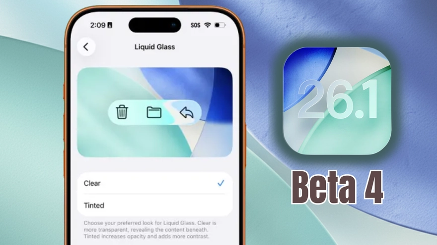iOS 26.1 Beta 4 tùy chỉnh Liquid Glass theo sở thích