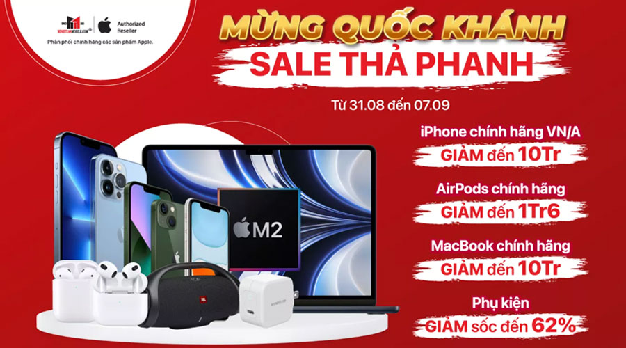 Mừng Quốc khánh - Sale thả phanh: iPhone 13 chỉ từ 18 triệu, phụ kiện giảm sâu đến 62% tại Minh Tuấn Mobile (31/8 -7/9)