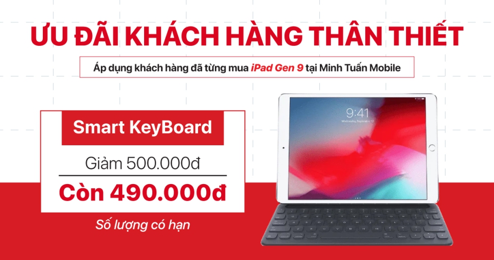Sắm Apple Smart Keyboard giá sốc 490K tại Minh Tuấn Mobile