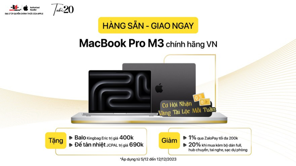 Sắm MacBook Pro M3 rinh ngay quà khủng trong tháng 12