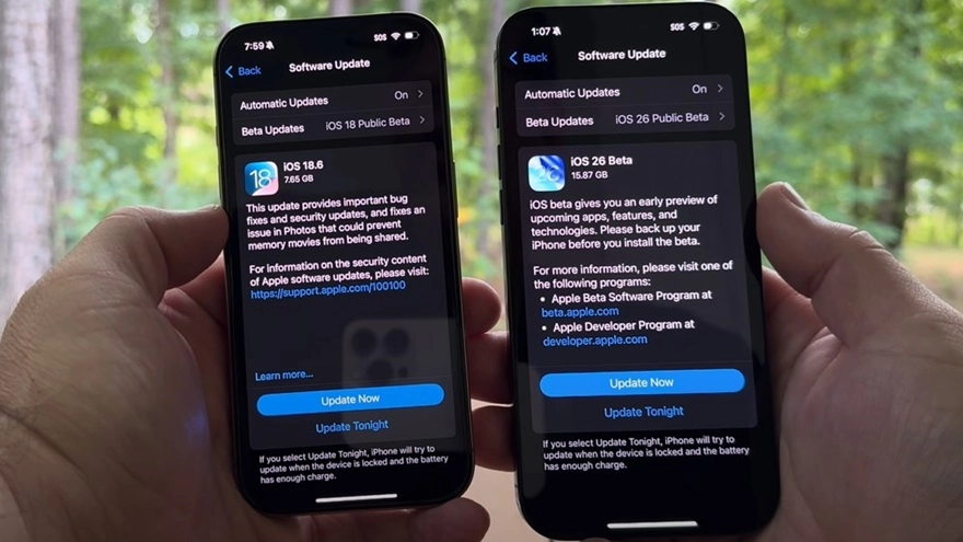 So sánh iOS 18.6 Public Beta và iOS 26 Public Beta: Hiệu suất và pin