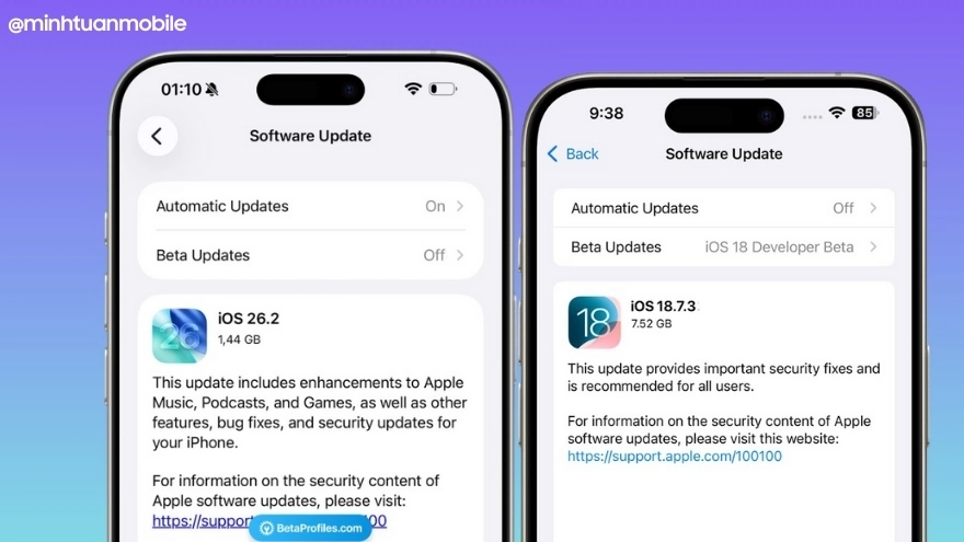So sánh iOS 26.2 và iOS 18.7.3: Khác biệt một trời một vực?