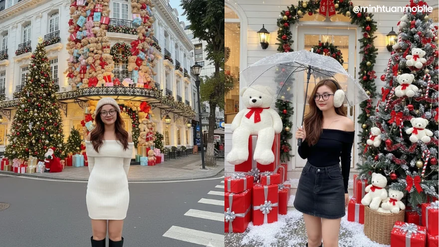 Tạo ảnh Noel ngoài phố cho nàng cực xịn bằng Gemini chỉ 10s