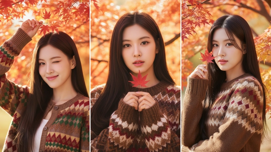 Tạo bộ ảnh mùa thu lá đỏ đẹp như phim Hàn bằng Gemini