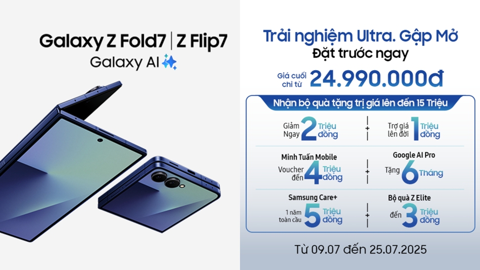 Ưu đãi đến 15 triệu khi đặt trước Galaxy Z Fold7 & Galaxy Z Flip7 tại Minh Tuấn Mobile