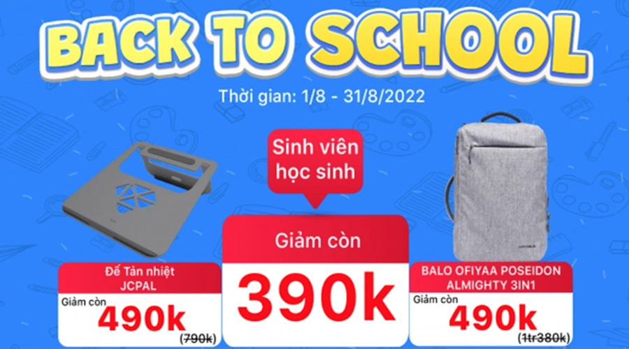 Ưu đãi mùa nhập học: Balo, phụ kiện giảm sốc cho học sinh sinh viên, chỉ từ 390K tại Minh Tuấn Mobile