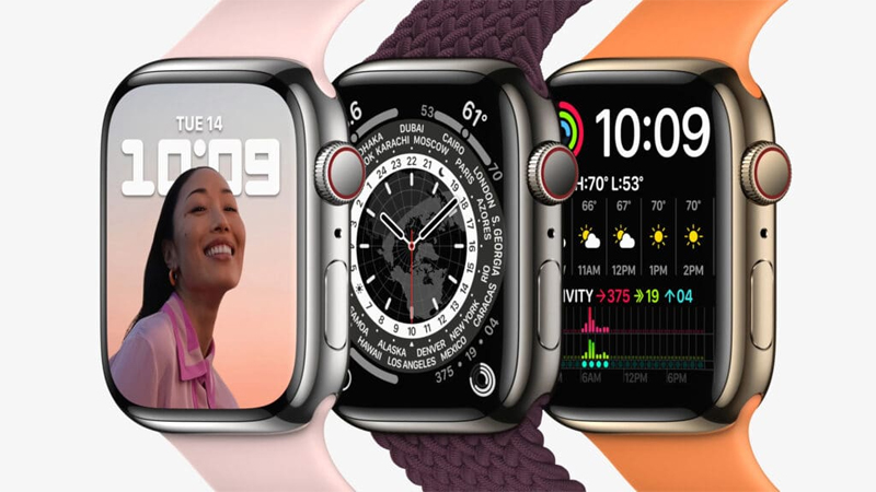 Apple Watch S7 LTE 41mm - Viền thép dây cao su màn hình luôn bật sáng tiện lợi khi xem giờ