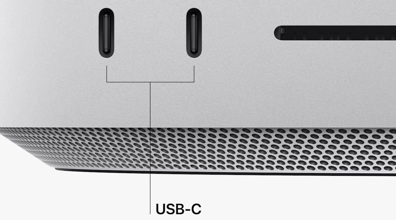 Mac Studio M1 Ultra 2022 có 4 cổng Thunderbolt 4, cổng Ethernet 10 gigabit, HDMI 2.0, 2 cổng USB-A và giắc cắm tai nghe. Ngoài ra ở phía trước có thêm 2 cổng USB-C và một khe cắm thẻ nhớ SD.