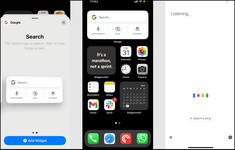 Thêm tiện ích Google trên màn hình chính iPhone