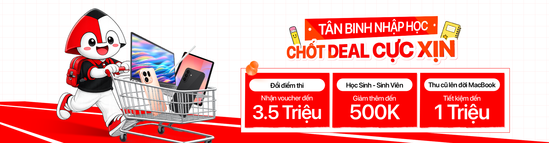 Ưu đãi dành cho Học sinh Sinh viên | Giảm thêm đến 500k | Trả góp 0%