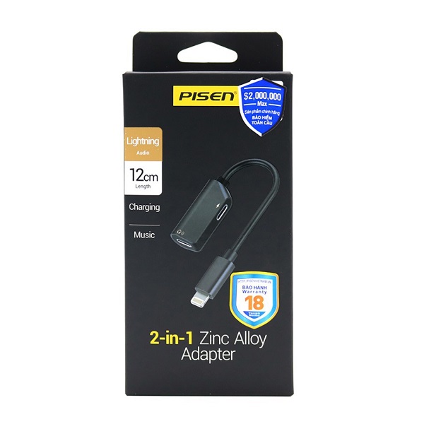 ALLOY - Cáp chuyển đổi Pisen 2 in 1 Zinc Alloy Lightning - 3