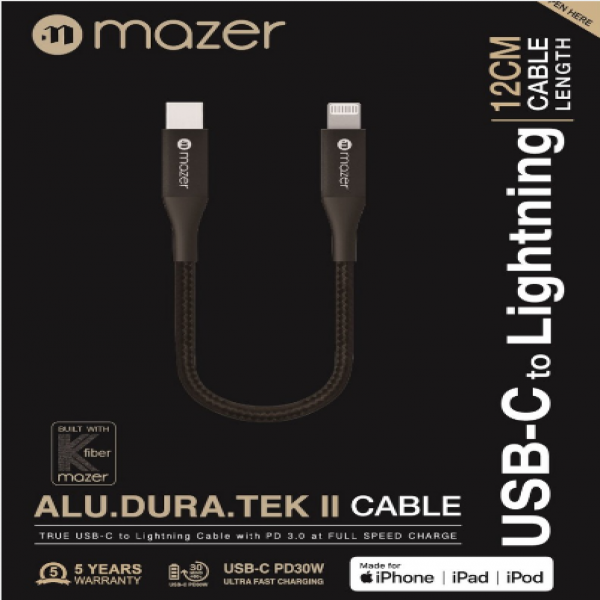 MC2L92BK - Cáp Type-C to Lightning Mazer PD30W Power Link II (12cm) - 2