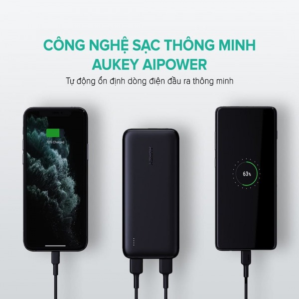 PBN73 - Pin sạc dự phòng Aukey 10.000 mAh 15W PBN73 - 12