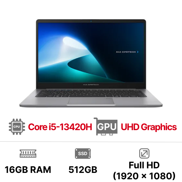 Laptop ASUS ExpertBook P1403CVA-i516-50W (Core i5-13420H|Intel UHD|14 inch FHD|16GB|512GB|Win 11)