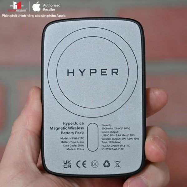 HJWL61TC - Pin sạc dự phòng HyperJuice Magnetic Wireless 5.000 mAh - 2