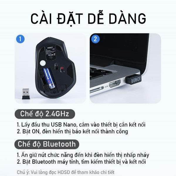 M350BK - Chuột không dây Bluetooth ROBOT M350 - 6