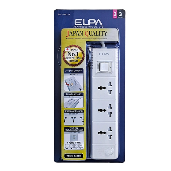 ESUVNC33 - Ổ cắm 3 ổ điện 1 công tắc 3m 2 x USB-A ELPA ESU-VNC33 - 2