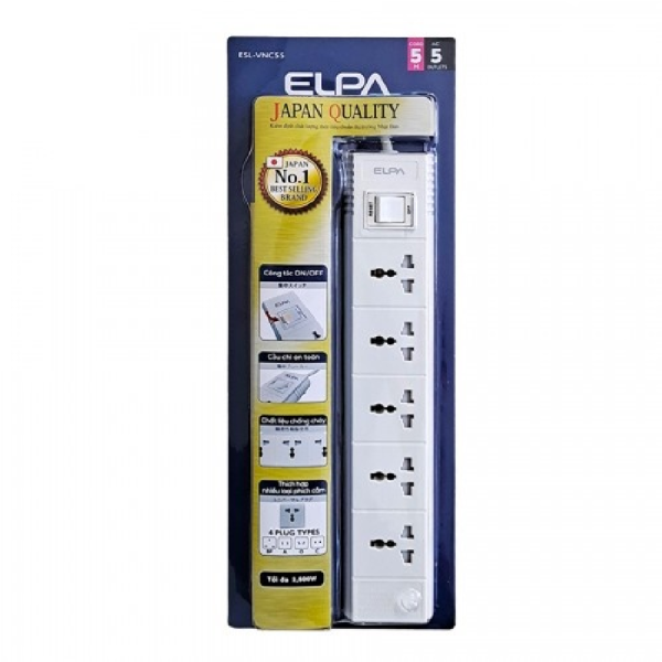 ESLVNC55 - Ổ cắm 5 ổ điện 1 công tắc 5m ELPA ESL-VNC55 - 2