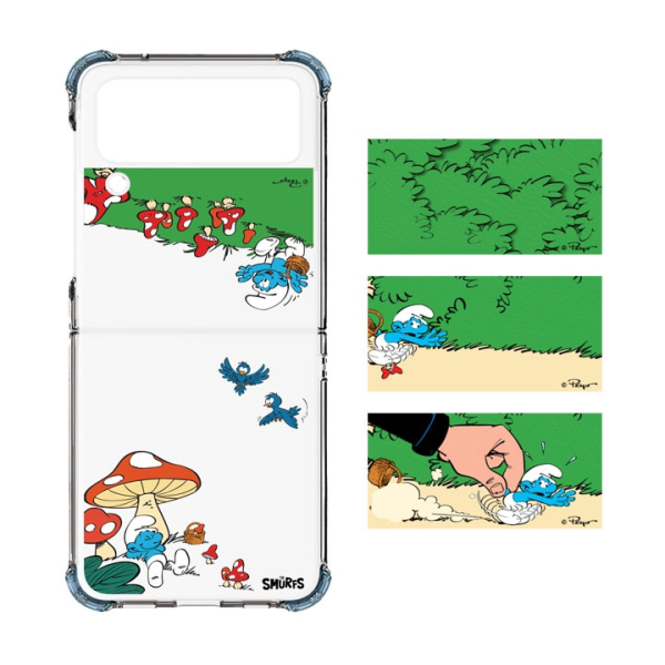 GP-FPF721HIAGW - Ốp lưng Samsung Galaxy Z Flip4 Clear in hình Smurfs trắng - 2