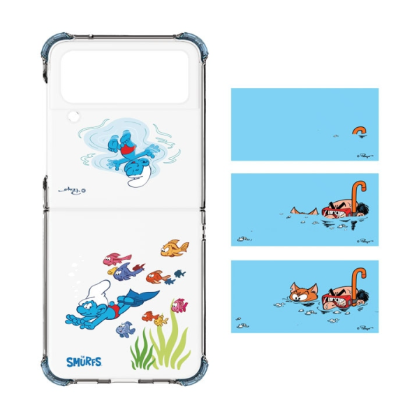 GP-FPF721HIAUW - Ốp lưng Samsung Galaxy Z Flip4 Clear in hình Smurfs xanh - 2