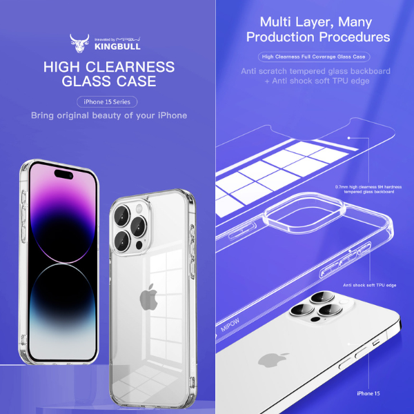 PS15BCR - Ốp lưng iPhone 15 Plus Mipow Tempered Transparent Clear - 4