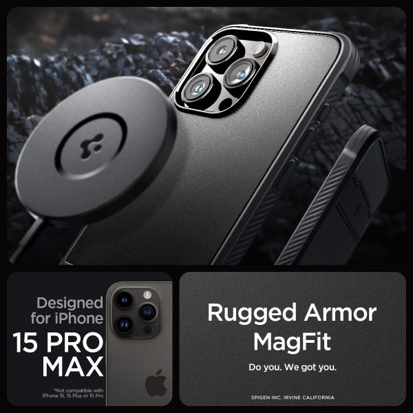 ACS06561 - Ốp lưng Magsafe iPhone 15 Pro Max Spigen Rugged Armor Matte - 10