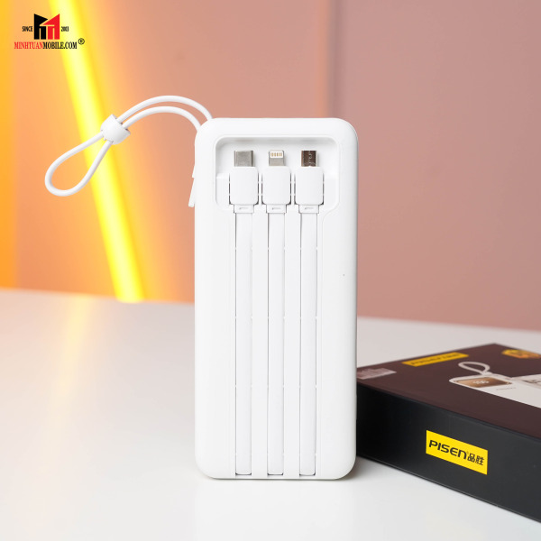 LSDY107 - Pin sạc dự phòng Pisen 10.000 mAh 22.5W tích hợp 4 cáp sạc - 6