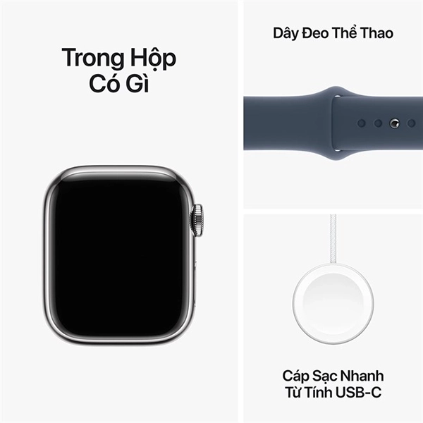 MRMN3SA A - Apple Watch Series 9 LTE 45mm viền thép dây cao su - Chính hãng VN A - 10