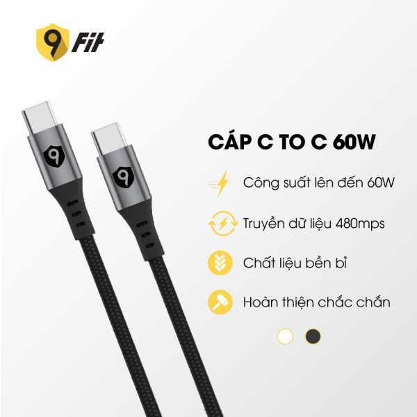 9FCA001W - Cáp Type-C to Type-C 9Fit 1M - 8