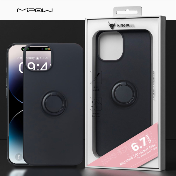 KG-MC15B04-DB - Ốp lưng iPhone 15 Pro Max Mipow Ring Stand TPU Leather - 9