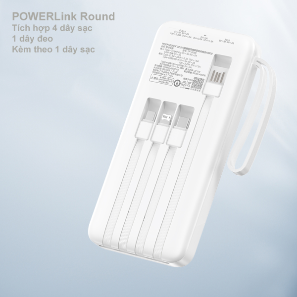 TP-D099 - Pin sạc dự phòng Pisen 10.000 mAh 22.5W Quick PowerLink Round - 2