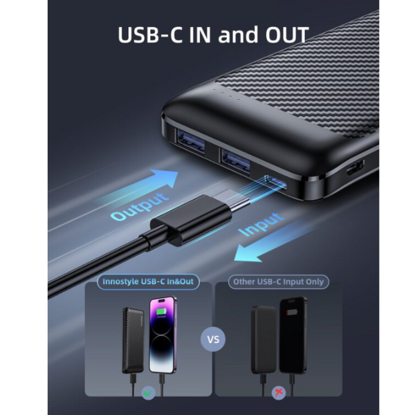 IP12SABLK - Pin sạc dự phòng Innostyle 10.000 mAh 12W PowerSmart IP12SA - 3