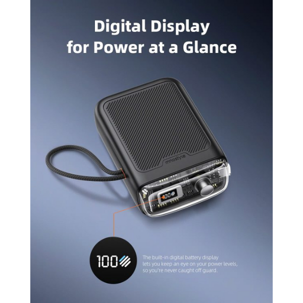 TM31BLK - Pin sạc dự phòng Innostyle 10.000 mAh 30W TransiMini FlexCharge Retractable - 2